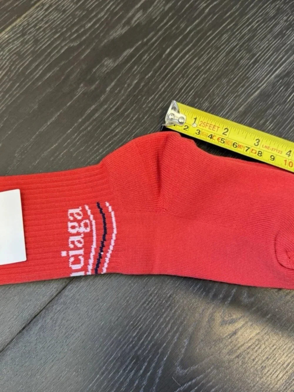 Authentic Balenciaga Red Logo Crew Socks Cotton Blend Size S 8 NWT